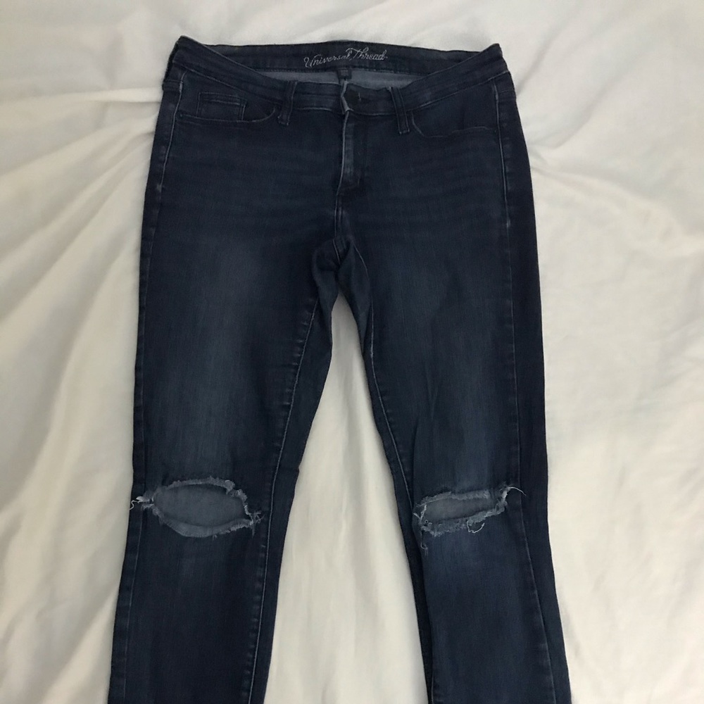 universal thread | dark denim ripped skinny jeans